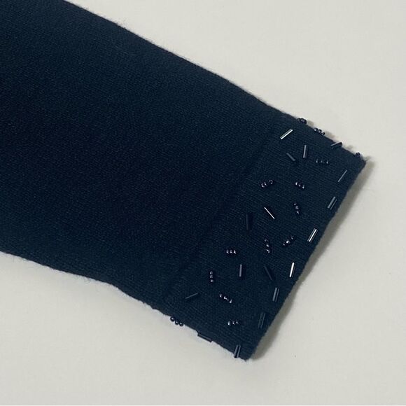 Vintage Kathie Lee Collection Black Beaded Knit Button Front Cardigan Size Small - Picture 3 of 16